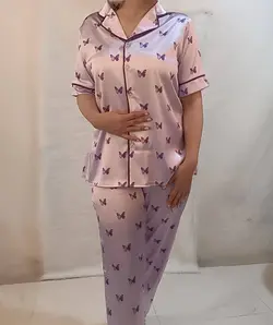 بلوز و شلوار ساتن lx طرح پروانه یاسی - تولیدی دوخت لند