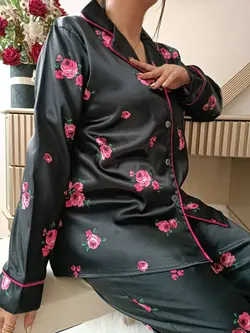 بلوز و شلوار ساتن lx طرح گل سرخ - تولیدی دوخت لند