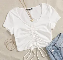 تیشرت یقه دلبری وسط لیفه دار - 3676 - تولیدی دوخت لند