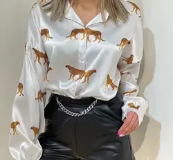 شومیز مجلسی ساتن ال ایکس طرح دار - تولیدی دوخت لند