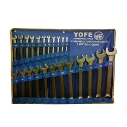 آچار یکسر تخت و یکسر رینگی یوفی مدل YE-23 مجموعه 23 عددی