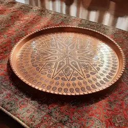 سینی مسی ترمه سایز 8 قطر 32 سانت ضخیم و سنگین انواع کاربرد