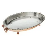 مرغ خوری مسی بیضی پایه کوتاه گوشواره دار سایز 3 طول 45 سانت