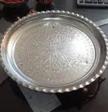 سینی دایره سایز 3.قطر 31 سانت.سه پایه گوشواره دار طرحدار
