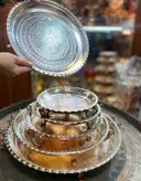 سینی دایره سایز 3.قطر 31 سانت.سه پایه گوشواره دار طرحدار