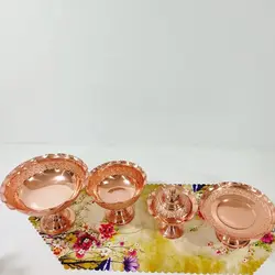 ست 4تیکه رز.نانوشده. گل برجسته شامل میوه خوری .شکلات خوری.شیرین خوری و آجیل خوری درب دار
