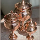 آجیل خوری مسی سایز 3 ارتفاع 31 سانت قطر 16 سانت