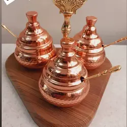 جا ادویه و جامربایی 3 تایی همراه استند چوبی ارتفاع 10.5 دهانه 5.5 سانت مناسب شکرریز. جادویه .جا مربایی