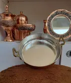ماهی تابه مسی دسته برنجی سایز 3،قطر 23،ارتفاع 4