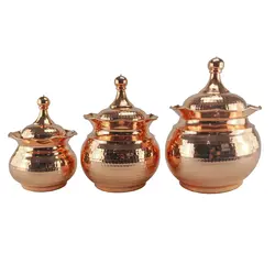 شکلات خوری مسی 3عددی بدون پایه در 3 سایز 27x25x20 در مس نمونه زنجان چکشی نانو مناسب.قندان.شکلات و آجیل
