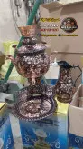 سماور مسی سیاه قلم ب سرویس پارچ قوری سینی کاسه حجم 4 لیتری