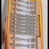 چاقو و چنگال زنجان صادقی 12 عددی بدون باربند در دو رنگ کرم و قهوه ای