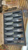 چاقو و چنگال زنجان صادقی 12 عددی باربند دار در رنگ های سفید قرمز مشکی سبز شیری بنفش زرشکی