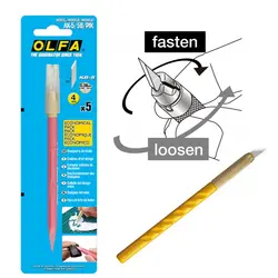 کاتر قلمی اُلفا (OLFA) ژاپن - مدل AK-5/5B/PIK به همراه 5 تیغ یدک 30 درجه