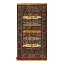 گلیم دستبافت دو متری مدل سفره کردی کد 4020490
