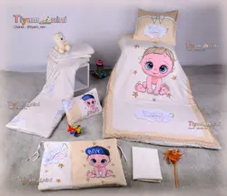 سرویس دورتختی کودک طرح بچه رئیس دوبل مخمل استرچ کد100