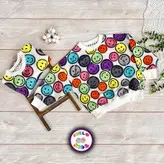 بلوز تک آستین بلند اسپرت طرح استیکر خنده