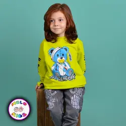 بلوز آستین بلند فینگردار طرح بچه خرسی