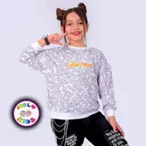 بلوز تک آستین بلند دورس طرح سنگ صورتی طوسی