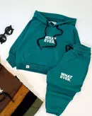 ست هودی و شلوار دورس پنبه طرح What Ever