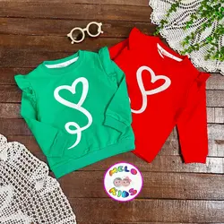 بلوز دخترونه سرشونه چین دار طرح قلبی کد 462