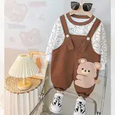 ست بیلر و بلوز وارداتی بیرون پوش طرح خرس تدی کد 488