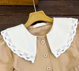 پیراهن پله ای چین دار کتان کرم طرح سه دکمه کد 518
