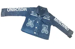 سه تکه مجلسی جین زغال سنگی سنگشور دخترانه طرح خرس مناسب ۱/۵ تا ۷/۵ سال