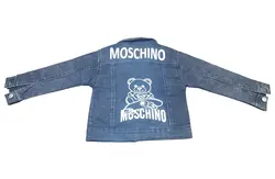 سه تکه مجلسی جین زغال سنگی سنگشور دخترانه طرح خرس مناسب ۱/۵ تا ۷/۵ سال