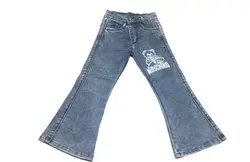 سه تکه مجلسی جین زغال سنگی سنگشور دخترانه طرح خرس مناسب ۱/۵ تا ۷/۵ سال