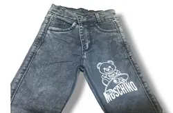 سه تکه مجلسی جین زغال سنگی سنگشور دخترانه طرح خرس مناسب ۱/۵ تا ۷/۵ سال