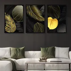 تابلو دکوراتیو طرح برگ طلایی کد SH1997 | چاپ از ما