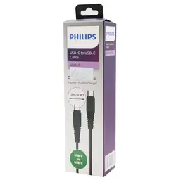 کابل 1 متر شارژر و دیتا HPILIPS تایپ سی / فست / ضخیم و مقاوم / درگاه پوششی دو طرفه / تک پک جعبه ای / گارانتی 3 ماه