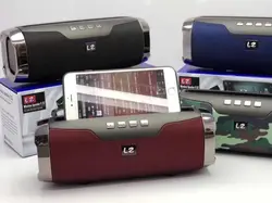 اسپیکر شارژی بلوتوثی JBL L2 E22 استند تبلت و گوشی / ورودی USB و Micro و AUX و رادیو / 4 دکمه / امکان مکالمه تماس / دارای بند شانه ای / رنگبندی / اندازه 26*10*10 سانتی / باس دار / وضوح و قدرت صدای بالا - رنگ: آبی