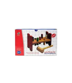 بازی فکری میزک میخ و چکش چوبی 9 قطعه