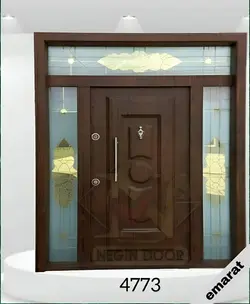 درب ضد سرقت | روکش MDF | برجسته اکونومی | شیشه خور | کد 4773