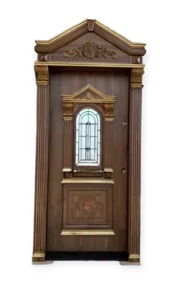 درب ضد سرقت | روکش گردو | برجسته لوکس | شیشه خور | کد 4086