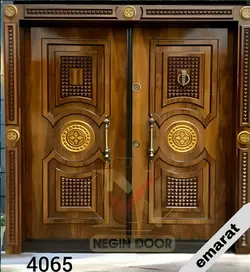 درب ضدسرقت | دولنگه | روکش گردو | برجسته لوکس | کد 4065