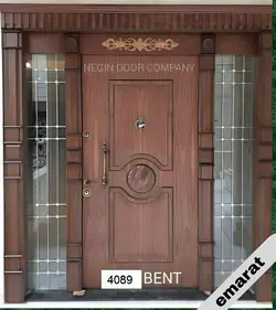 درب ضد سرقت | رویه گردو | برجسته اکونومی | شیشه خور | روکوبدار | کد 4089