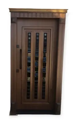 درب ضد سرقت | روکش گردو PVC | برجسته اکونومی | کد 4121