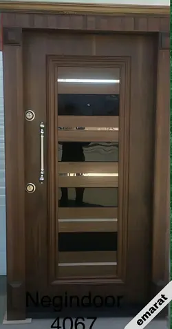 درب ضد سرقت | روکش گردو PVC | برجسته اکونومی | کد 4067