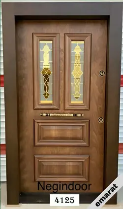 درب ضد سرقت | روکش فلز - MDF | شیشه خور | برجسته اکونومی | کد 4125