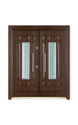 درب ضد سرقت | دو لنگه | رویه راش | برجسته اکونومی | شیشه خور | کد 4096