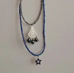 گردنبند نقره و منجوق زنانه