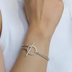 دستبند نقره کارتیه  قفل تی