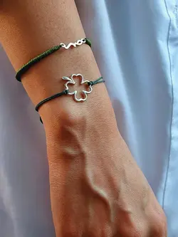 دستبند نقره شبدر مفتولی