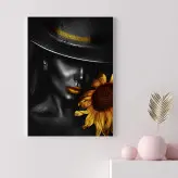 تابلو زن و گل آفتابگردان ( 825-rosegold )