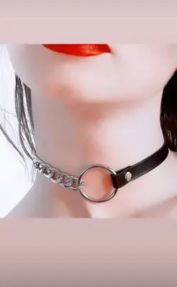 چوکر (گردنبند خفتی) چرمی مدل حلقه زنجیر