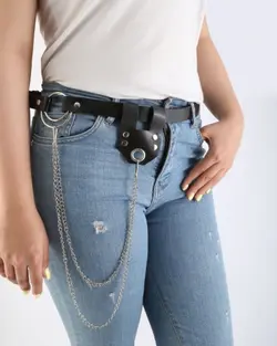 کمربند زنانه یه پل دو حلقه زنجیر دو لاین