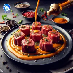 چنجه کباب بره با مرینیت زعفرانی